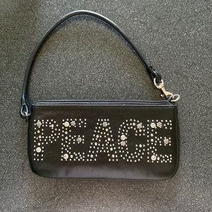 💕 Brighton wristlet. Peace with rivets and crystal gems. Black.